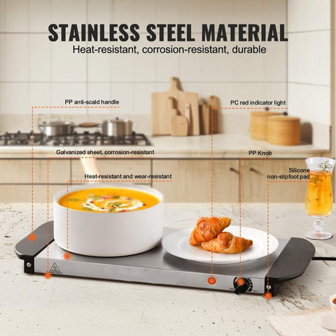Electric Warming Tray Buffet Food Warming w/ Temp Control Stainless Steel