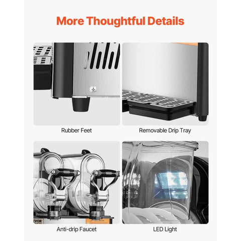 Commercial Slushy Machine, 3Lx2 Double Tank Frozen Drink Machine, 24 Cups Stainless Steel Margarita Smoothie Frozen Drink Maker, Slushie Maker for Home Party Restaurants Cafe Bars