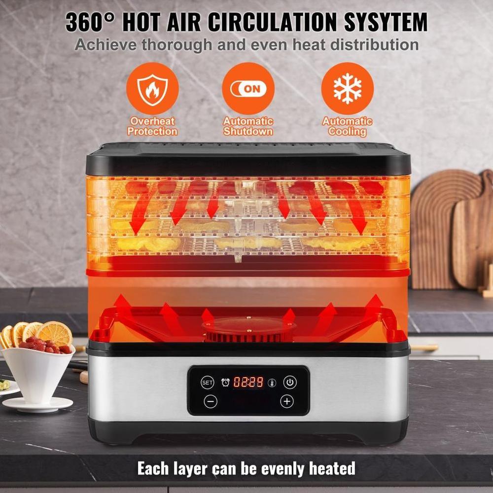 Food Dehydrator Machine, 5-Tray Fruit Dehydrator, 300W Electric Food Dryer w/ Digital Adjustable Timer & Temperature for Jerky, Herb, Meat, Beef, Fruit, Dog Treats and Vegetables, ETL Listed
