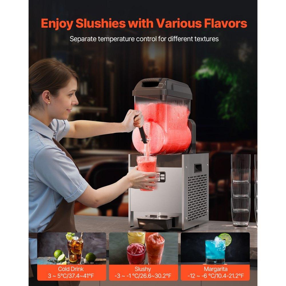 Commercial Slushy Machine, 12L Single Tank Frozen Drink Machine, 48 Cups Stainless Steel Margarita Smoothie Frozen Drink Maker, Slushie Maker for Home Party Restaurants Cafe Bars