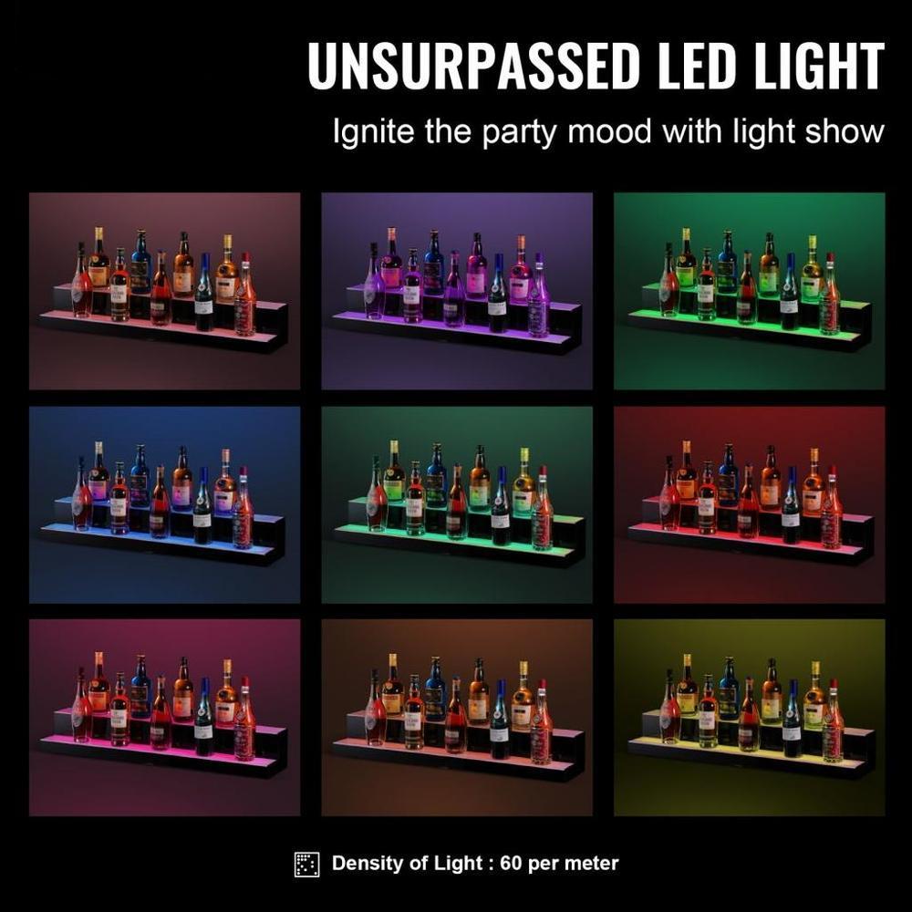 LED Lighted Liquor Bottle Display Bar Shelf RF & App Control 40" 2-Step