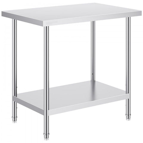 Stainless Steel Prep Table 24 x 36 x 34 Inch Heavy Duty Work Table with Adjustable Height Commercial Workstation for Kitchen Garage Restaurant Backyard