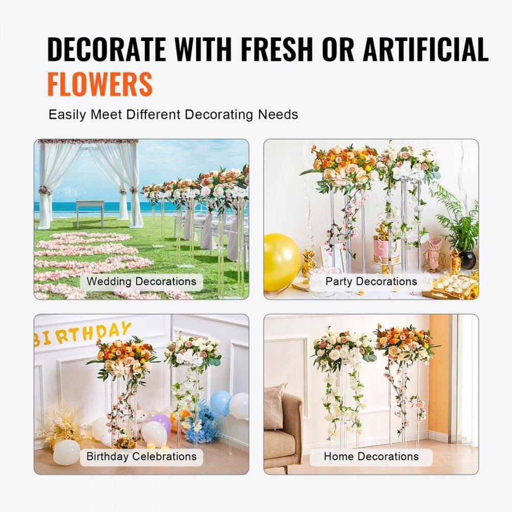 2PCS 31.5inch High Wedding Flower Stand, With Acrylic Laminate,Acrylic Vase Column Geometric Centerpiece Stands, Floral Display Rack for T-Stage Events Reception, Party Decoration Home