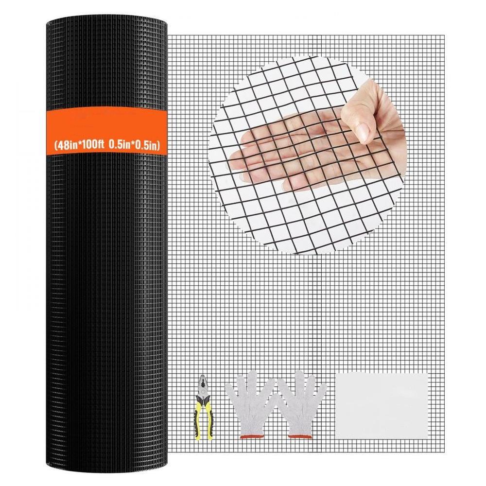 Hardware Cloth 48 x 100 ft 19 Gauge Galvanized Wire Mesh Roll Vinyl Coated Chicken Wire Fence for Chicken Coop Rabbit Snake Barrier and Poultry Enclosures