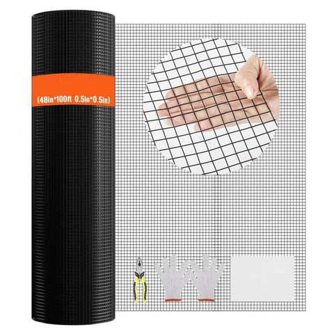 Hardware Cloth 48 x 100 ft 19 Gauge Galvanized Wire Mesh Roll Vinyl Coated Chicken Wire Fence for Chicken Coop Rabbit Snake Barrier and Poultry Enclosures