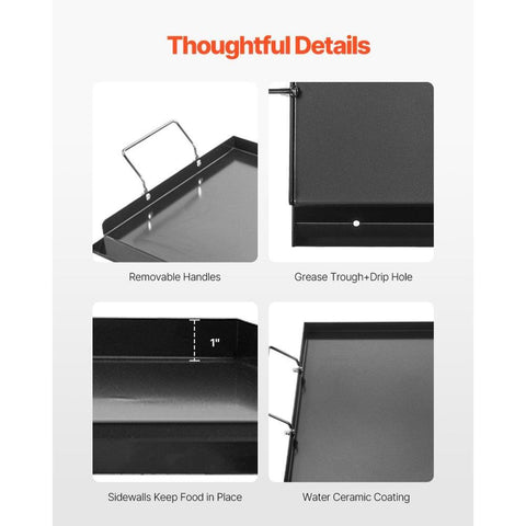 24x16 in Flat Top Griddle Carbon Steel Universal BBQ Grill Pan Cookware Outdoor Camping Cooking