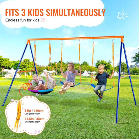 Swing Sets for Backyard 1 Saucer 2 Belt Swing Seats A-Frame Metal Stand