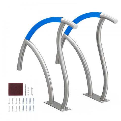 Pool Handrail, 2Pack 30"x30" Φ42 mm Swimming Pool Stair Rail, 304 Stainless Steel Stair Pool Hand Rail Rated 110lbs Load Capacity, Pool Rail with Quick Mount Base Plate, and Complete Mounting Accessory