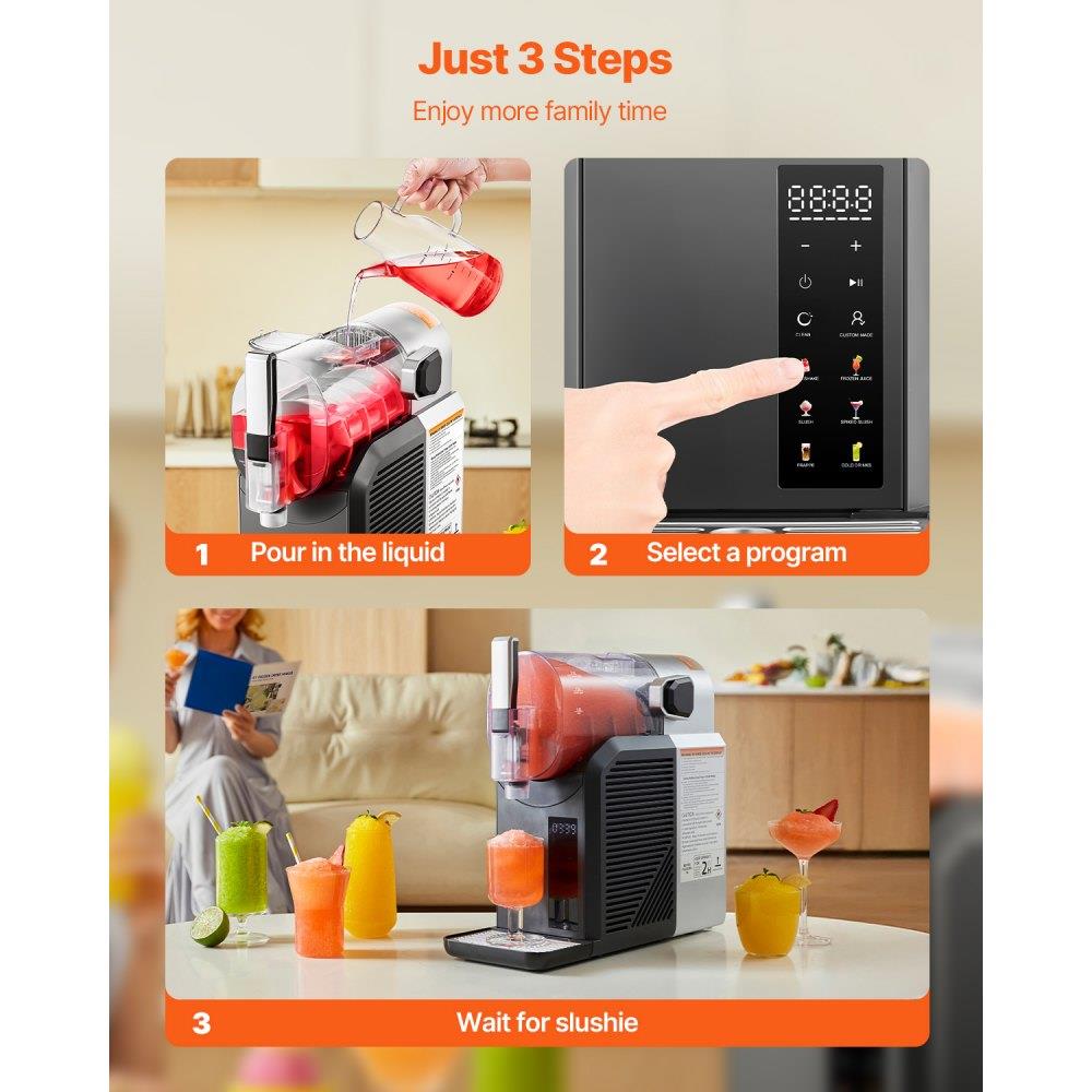 Slushie Machine, 2L/68oz No Ice Needed Slushy Machine for Home, Frozen Drink Maker with 6 Preset Programs, Margarita Machine with Self-Cleaning, Frozen Margaritas, Frappés, Milkshake, and More