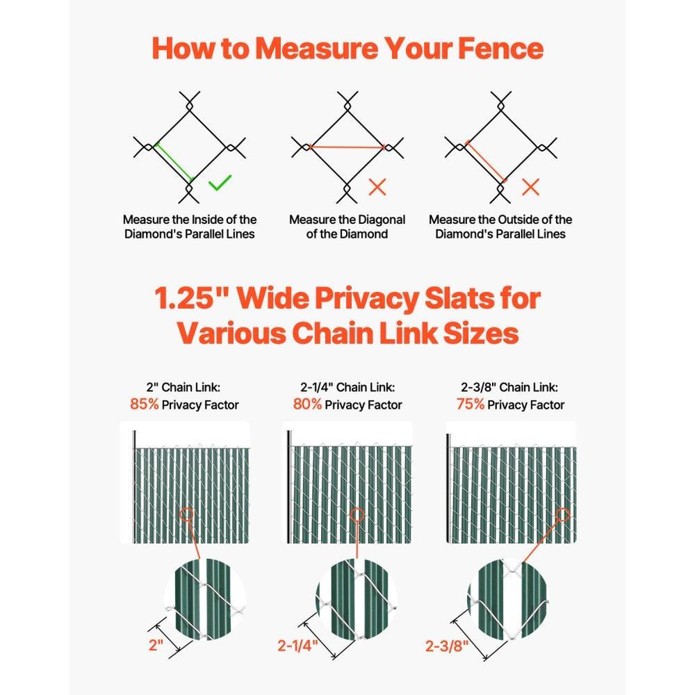 Bottom Locking Privacy Slats, Single-Wall Vertical Bottom-Locking Slats for Chain-Link Fence, High-Density HDPE Chain Link Slats Ideally Fit 4' High Fence for Garden, Farm, Sports Field(Green)