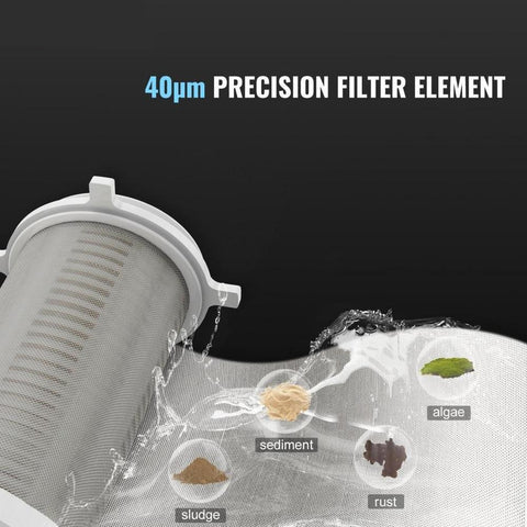 Spin Down Filter, 40 Micron Whole House Sediment Filter for Well Water, 3/4" FNPT + 1" MNPT, 4 T/H High Flow Rate, for Whole House Water Filtration Systems, Well Water Sediment Filter