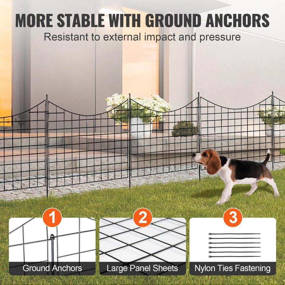 Garden Fence, 36.6in(H) x29.5in(L) Animal Barrier Fence, Underground Decorative Garden Fencing with 2.5 Inch Spike Spacing, Metal Dog Fence for the Yard and Outdoor Patio, 5 Pack