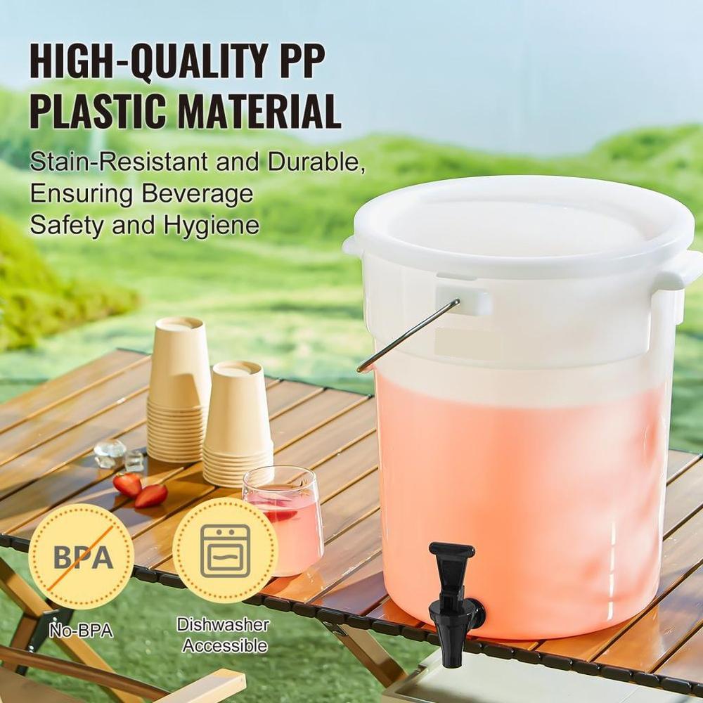 Beverage Dispenser, 5 Gallon Drink Dispensers for Parties, Plastic Juice Dispenser with Spigot and Lid, Iced Tea Lemonade Juice Water Dispenser, for Restaurants, Hotels, Parties, 2 Pack