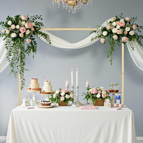 Over The Table Rod Stand with Clamps 28"-98" L Adjustable Table Arch Stand Party