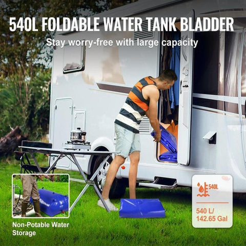 540L/142.65 Gallon Water Storage Bladder, Water Tank, 1000D Blue PVC Collapsible Water Storage Containers, Large Capacity Soft Water Bag,Water Bladder,Fire Prevention,Camping,Emergency Water Use