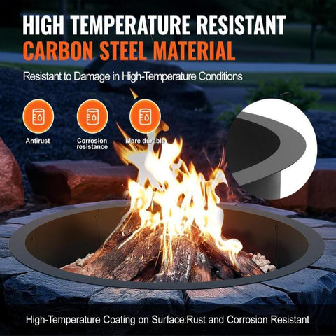 Round Fire Pit Ring 45 Inch Outer Steel Liner DIY Campfire