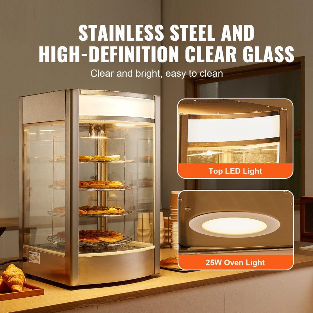 Food Warmer Display for 14" Pizza, 4-Tier Commercial Pizza Warmer Electric