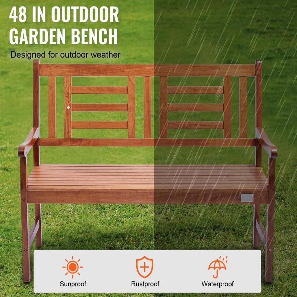 Outdoor Bench, 48 inches Wood Garden Bench for Outdoors, 700 lbs Load Capacity Bench, Outdoor Garden Park Bench with Backrest and Armrests, Patio Bench for Garden, Park, Yard, Front Porch