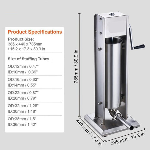 Manual Sausage Stuffer 7 L Vertical Sausage Machine 304 Stainless Steel