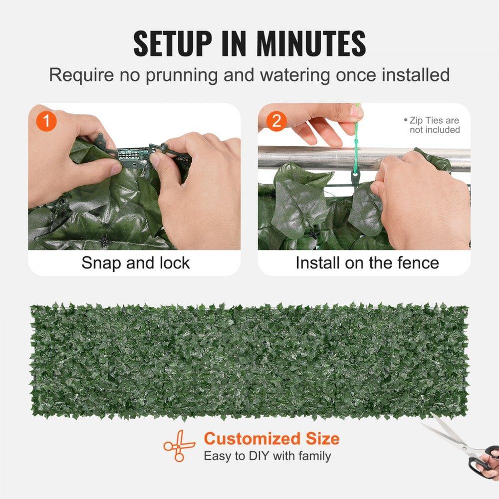 Ivy Privacy Fence, 39 x 158in Artificial Green Wall Screen, Greenery Ivy Fence with Mesh Cloth Backing and Strengthened Joint, Faux Hedges Vine Leaf Decoration for Outdoor Garden, Yard, Balcony