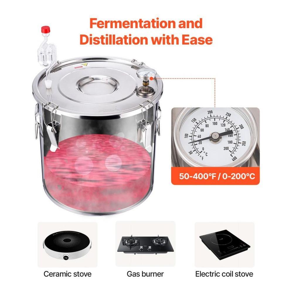 Alcohol Still, 8 Gal / 30 L Stainless Steel Water Alcohol Distiller with Copper Coil for Fast Cooling, Dual Condenser Distiller Kit with Secondary Distillation, for Wine Whisky Brandy, Silver