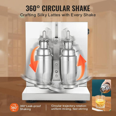 Milkshake Maker Machine, 120W Commercial Milk Tea Shaker Machine, Double Head Milk Shake Mixer Machine, 0-180s Adjustable Milkshake Blender, with 750 ml Stainless Steel Cup, for Milk Tea Store