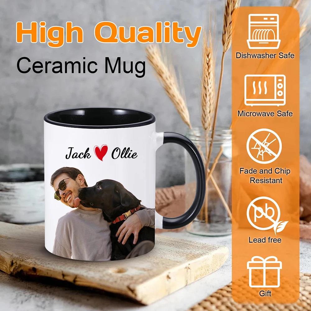 Personalized photo cup with customized text for pets, couples, home, 330ML 11oz DIY creative gift