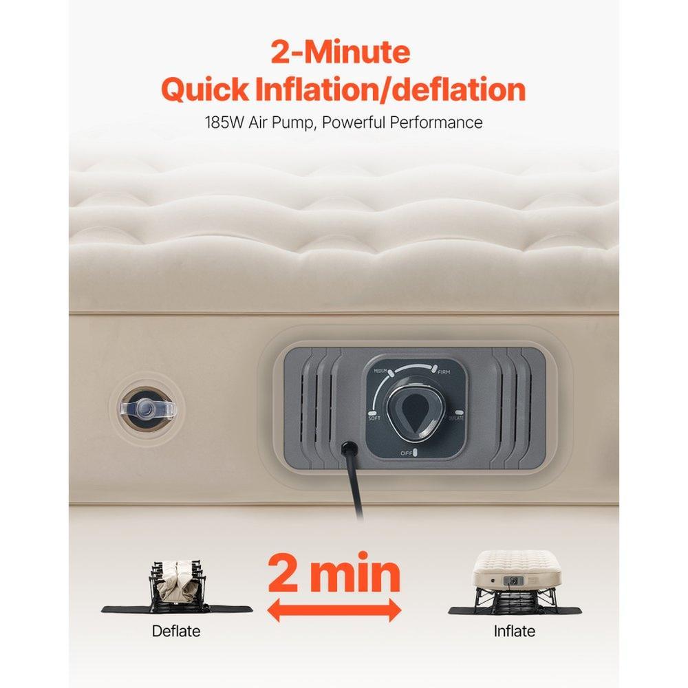Air Mattress with Frame Inflatable Single Camping Cot with Built in Pump Portable Folding Air Bed Supports 300 lbs for Guests Travel Indoor Outdoor