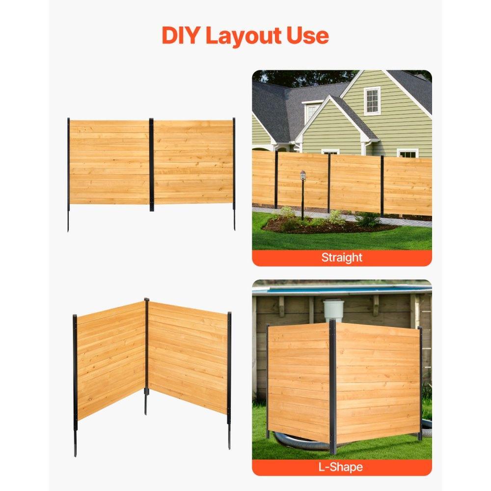 Wood Privacy Fence, 38" W x 42" L, 2 Panel Solid Air Conditioner Fence Screen, Pool Equipment Enclosure with Metal Stakes, Easy DIY Installation, Outdoor Trash Can Hider for Garden Decoration