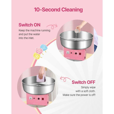 Electric Cotton Candy Machine, 1000W Commercial Candy Floss Maker with 20.5 in Stainless Steel Bowl, Sugar Scoop, and Drawer, Easy Home Use, Perfect for Kids Birthday, Family Party, Pink