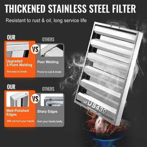 24.5Wx19.5H Inch Commercial Hood Filter Range Hood Baffle Stainless Steel
