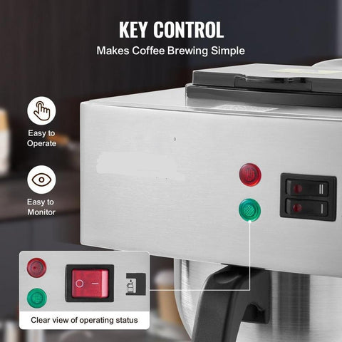 12 Cups Commercial Drip Coffee Maker with Thermal Carafe Restaurant Office Cafe