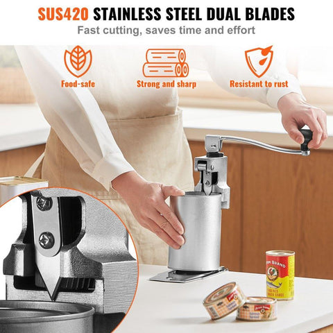 Manual Can Opener, Commercial Table Opener for Large Cans, Heavy Duty Can Opener with Base, Adjustable Height Industrial Jar Opener For Cans Up to 11.8" Tall, for Restaurant Hotel Home Bar