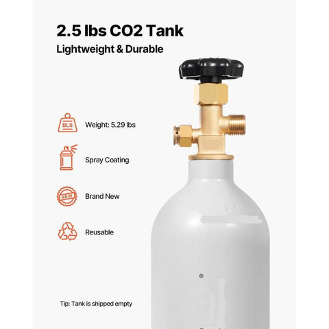 CO2 Tank 25 lbs Aluminum Alloy Cylinder with CGA320 Valve DOT Approved