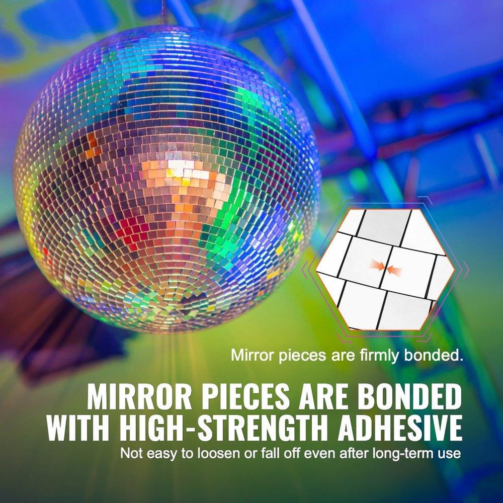 Mirror Disco Ball, Large 20 Inch Party Mirror Ball with Hanging Ring, Lightning Disco Ball Party Decorations, Ideal for DJ Club, Stage, Wedding, Birthday, Christmas, New Years Celebration