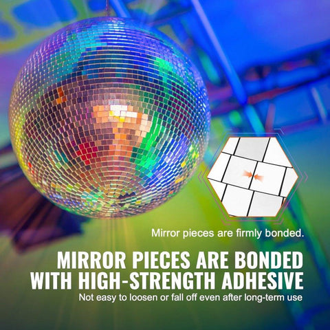 Mirror Disco Ball, Large 20 Inch Party Mirror Ball with Hanging Ring, Lightning Disco Ball Party Decorations, Ideal for DJ Club, Stage, Wedding, Birthday, Christmas, New Years Celebration