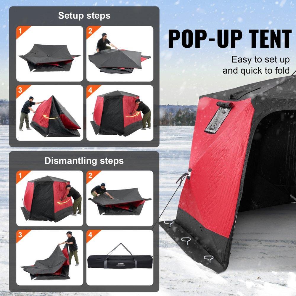 6-8 Person Ourdoor Portable Ice Shelter Pop-Up Ice Fishing Shanty Tent