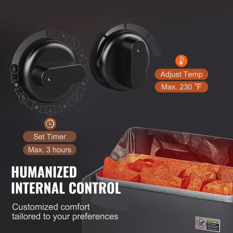 Sauna Heater, 4.5KW 220V Electric Sauna Stove, Steam Bath Sauna Heater with Built-In Controls, 3h Timer and Adjustable Temp for Max. 105-210 Cubic Feet, Home Hotel Spa Shower Use, FCC Certification