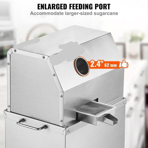Electric Sugar Cane Juicer, 800W Sugarcane Juicer Machine with 661LBS/H High Output, 3 Stainless Steel Rollers, 2.4" Large Inlet, Sugarcane Juice Extractor Squeezer on Wheels for Home/Commercial