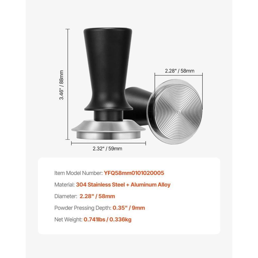Espresso Tamper 58mm, Spring Loaded Coffee Tamper, 30 lbs Tamper Tool Espresso, Stainless Tamper with Non-Slip Grip