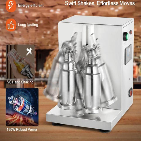 Milkshake Maker Machine, 120W Commercial Milk Tea Shaker Machine, Double Head Milk Shake Mixer Machine, 0-180s Adjustable Milkshake Blender, with 750 ml Stainless Steel Cup, for Milk Tea Store