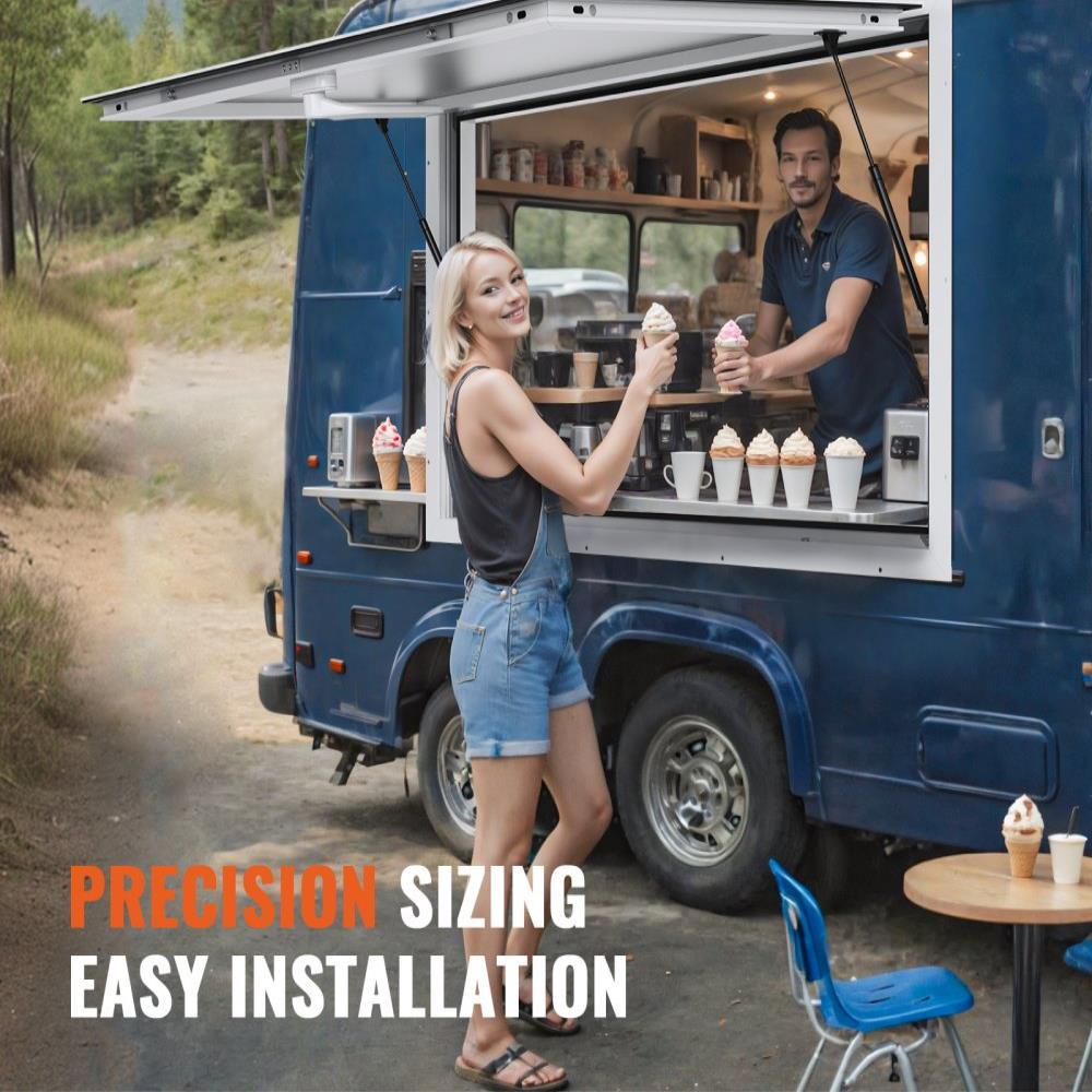 Concession Window 36"x24", Aluminum Alloy Food Truck Service Window with Awning Door & Drag Hook, Up to 85 Degrees Stand Serving Window for Food Trucks Concession Trailers, Glass Not Included