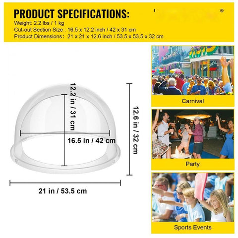 20.5" Diameter Candy Floss Cover for Candy Floss Maker Machine 52cm Dome Shield Cover of Commercial Candyfloss Machine Dome Cover Shield Cover (Cover Only)