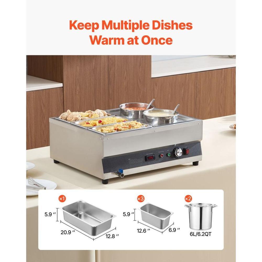 Commercial Soup Warmer Soup Station with 2-Pot & 3-Pan Soup Kettle Warmer