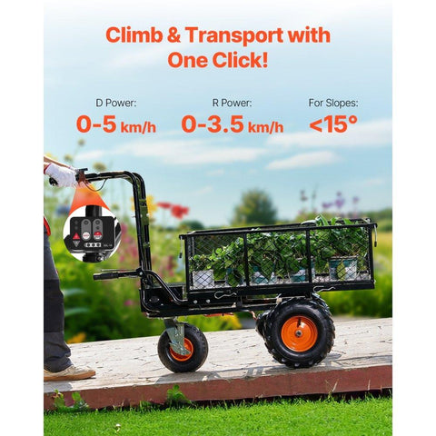 Electric Utility Cart, 500lbs Capacity Power Wagon, 36V 432W Battery Powered Steel Garden Cart with Brake, Heavy Duty Electric Assist Wagon, Material