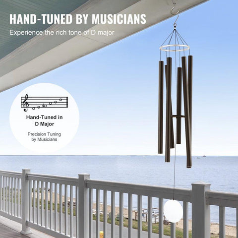 Wind Chimes for Outside, 66 in, Deep Tone Wind Chimes with 6 Tubes, Unique Large Memorial Wind Chimes for Anniversary, Amazing Outdoor Decor for Your Patio, Porch, Garden and Backyard, Black