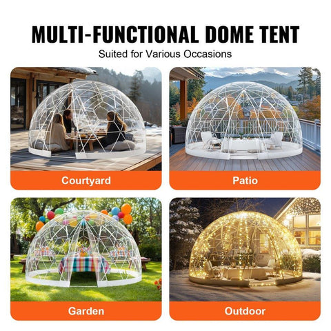 Garden Dome Igloo Tent House, 9.5 FT Dome Tent, Upgraded Garden Igloo with PVC Transparent Cover and Window, Waterproof Outdoor Geodesic Dome Camping Shelter for Patio, Dining Backyard, Party