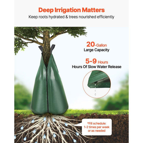 Tree Watering Bag Slow Release 3 Pack 20 Gallon Refillable Drip Irrigation Bags with Zipper Durable Tree Watering System for Deep Root Targeting