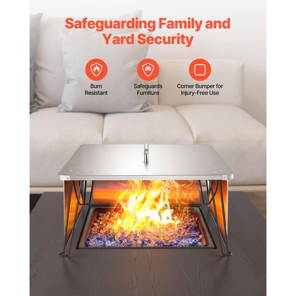 Fire Pit Heat Deflector 25x25x14 inch Stainless Steel Outdoor Burner Cover
