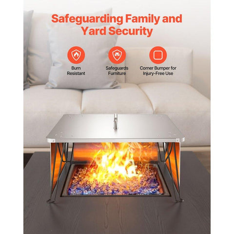 Fire Pit Heat Deflector 25x25x14 inch Stainless Steel Outdoor Burner Cover